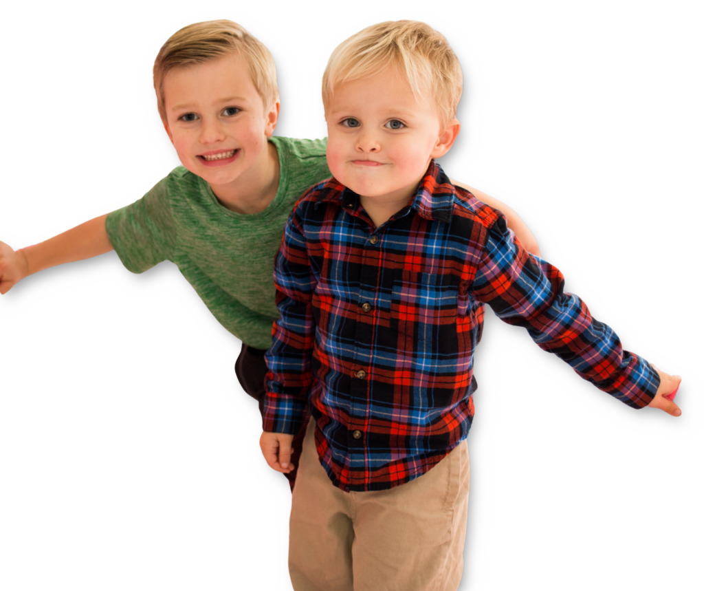 2 kids leaning